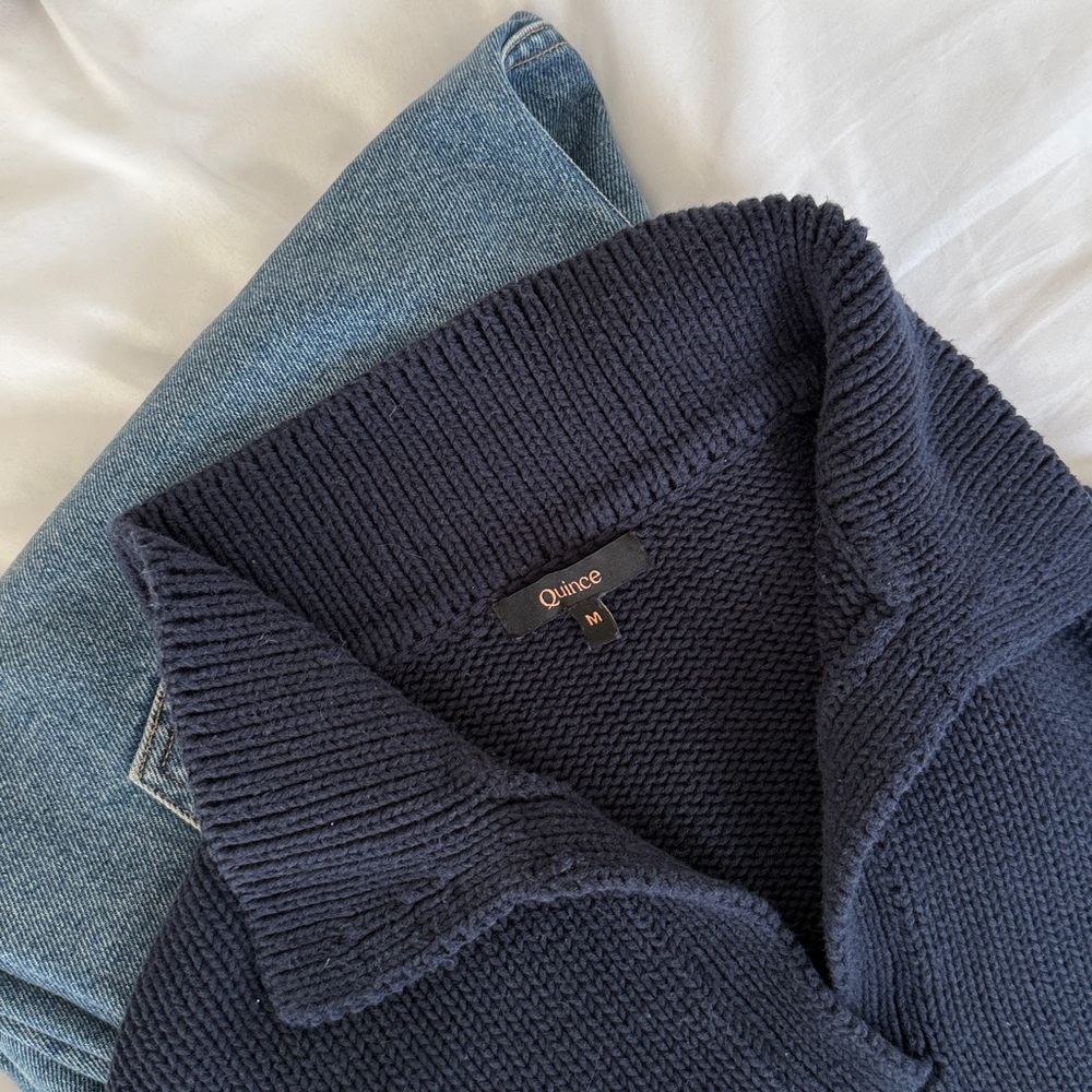 Quince 100% organic cotton cropped polo sweater (M) - Picture 5 of 6